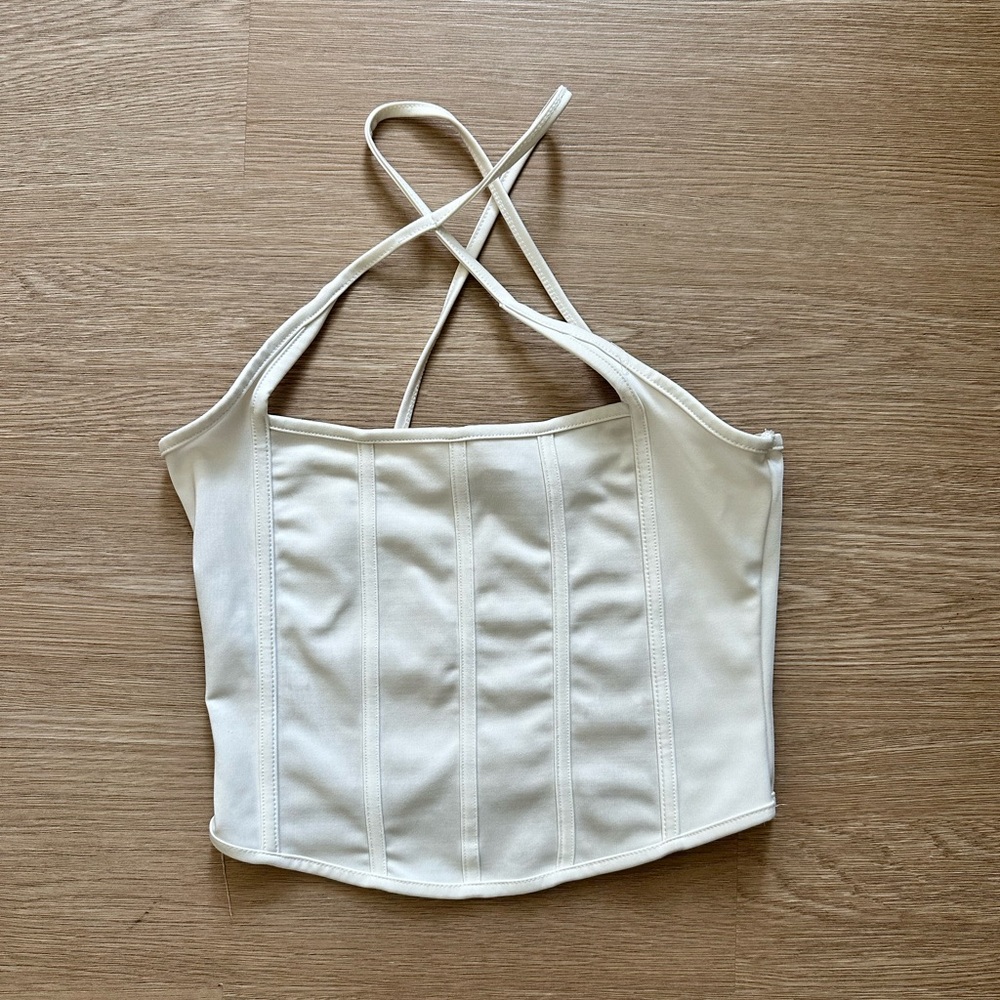 Bershka Strappy Corset Top White